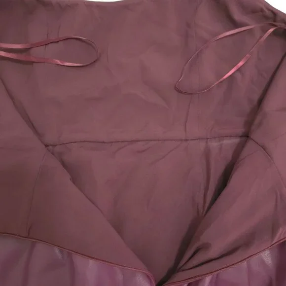 Sachin & Babi Size 14 Purple Maroon Faux Leather Midi Dress Slit Ruffle - Picture 13 of 13